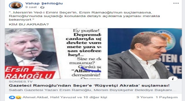 VAHAP ŞEHİTOĞLU YAZDI PAYLAŞTI ALTINA İLGİNÇ YORUMLAR GELDİ