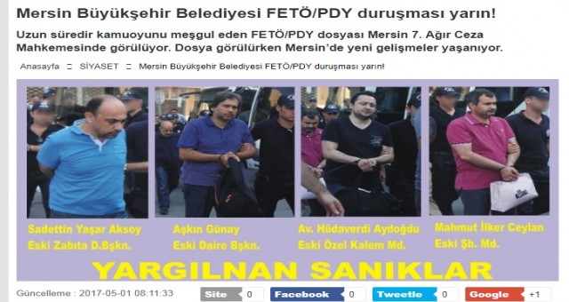 Mersin Büyükşehir Belediyesi FETÖ/PDY duruşması yarın!