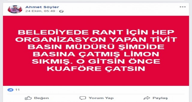 BELEDİYE'NİN TİVİT BASIN MÜDÜRÜ