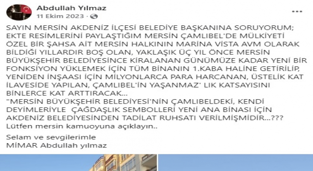 MİMAR ABDULLAH YILMAZ SORDU: ÇAMLIBELİN RUHSATI VAR MI?
